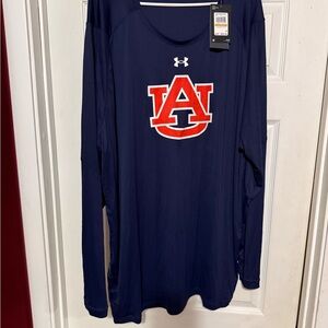 Under Armour Navy Auburn Long Sleeve Shirt with Orange Logo.